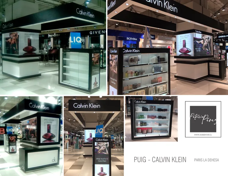 Lámina IX: Calvin Klein · Puig — Paris La Dehesa. Diseño y fabricación Ambientar.
