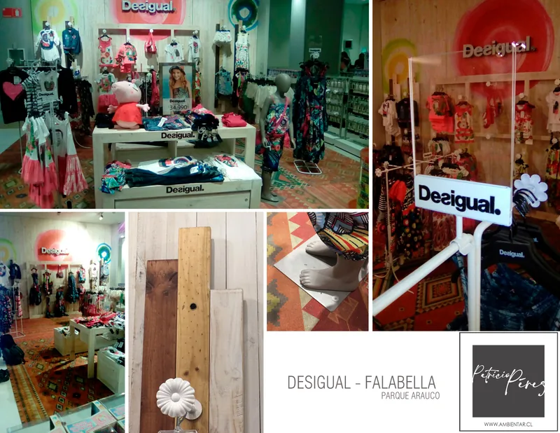 Lámina IV: Desigual · Falabella — Parque Arauco. Diseño y fabricación Ambientar.